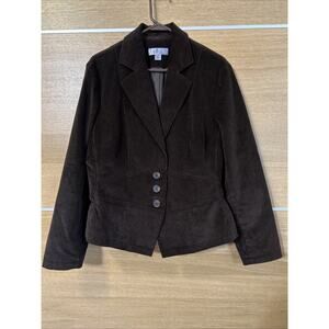 Nine & CO. by Nine West Women's Sz 16 Brown Corduroy Blazer Jacket lined fitted